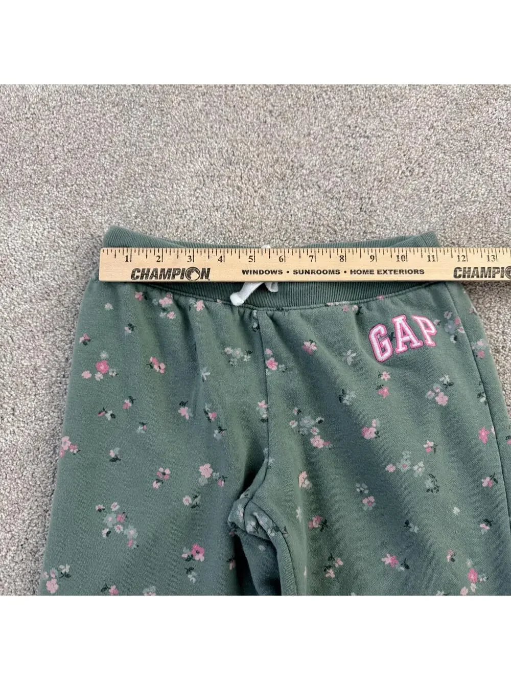 GAP Kids Girls Size L (10) Sweatpants Green Floral With Drawstring